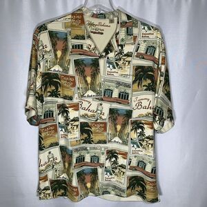 Tommy Bahama Hawaiian Shirt Mens Large Silk LA To Vegas
